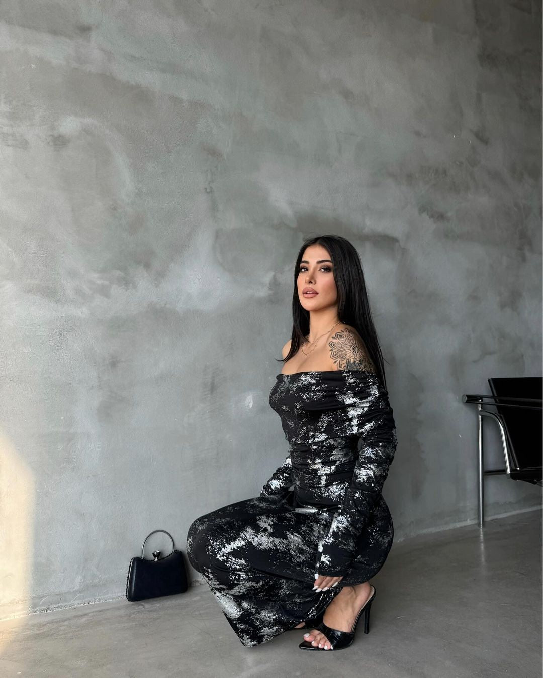 Robe luxueuse - noir argent
