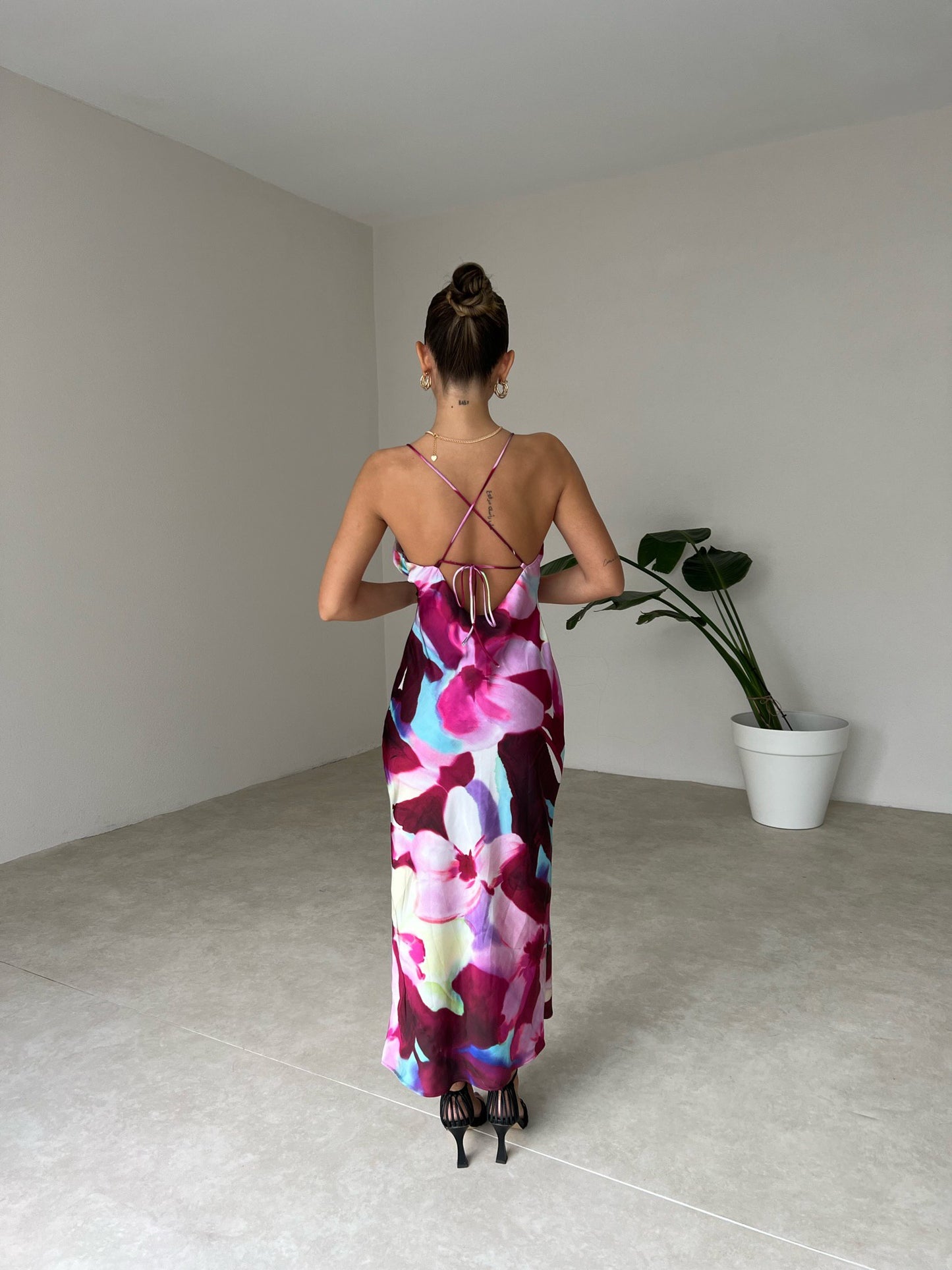 Robe satinée imprimé fleuri