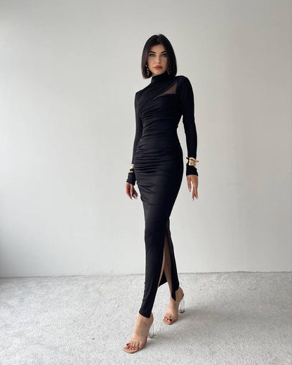 Robe détail épaule - noir