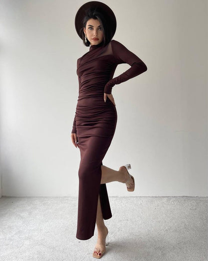 Robe DÉTAIL ÉPAULE - MARRON