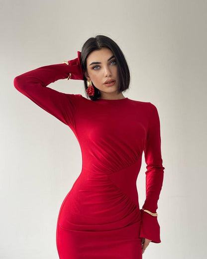 Robe détail hanche - rouge