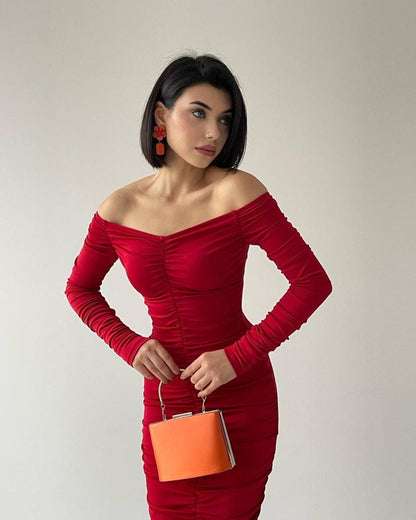 Robe moulante drapée - rouge