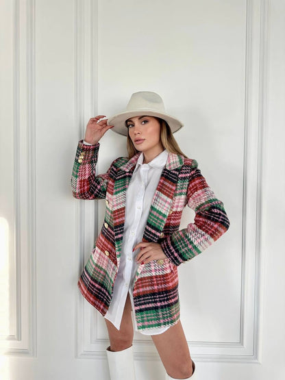 Blazer en tweed - vert