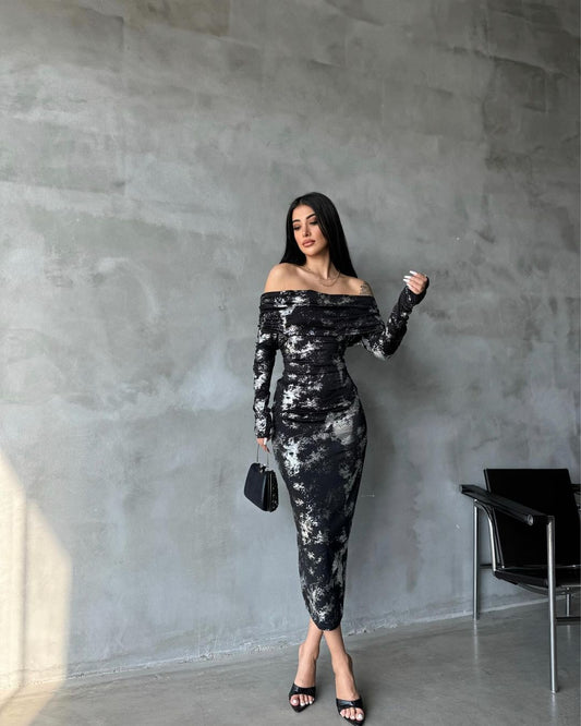 Robe luxueuse - noir argent