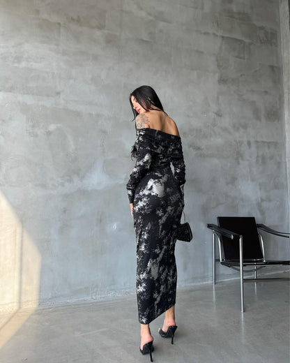 Robe luxueuse - noir argent