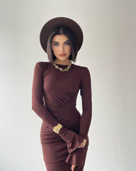 Robe détail hanche - marron