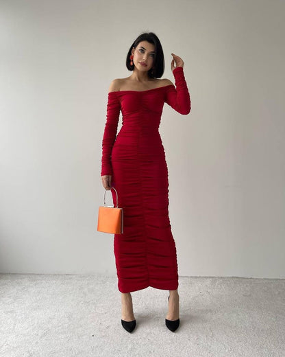 Robe moulante drapée - rouge