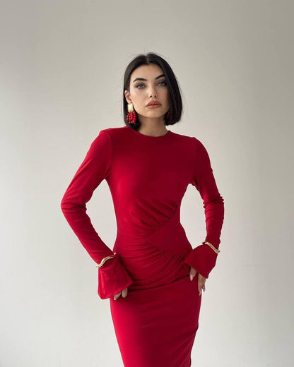 Robe détail hanche - rouge