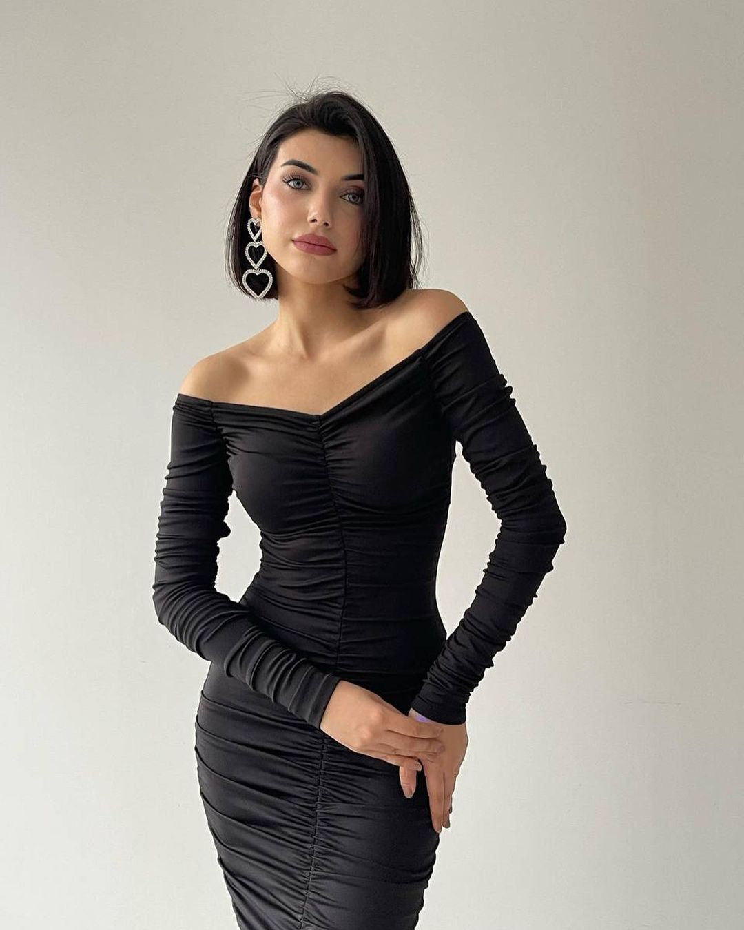 Robe moulante drapée - noir