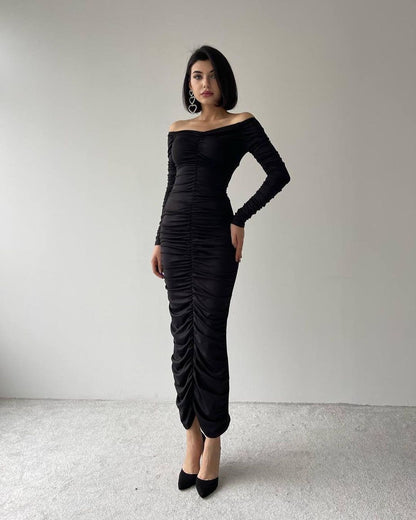 Robe moulante drapée - noir