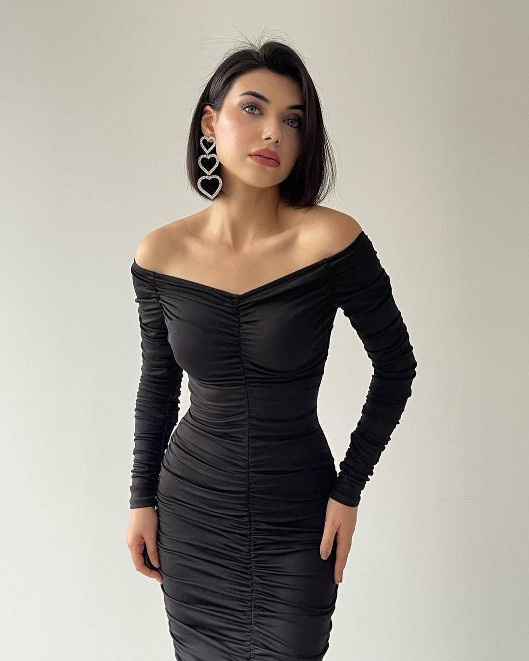 Robe moulante drapée - noir