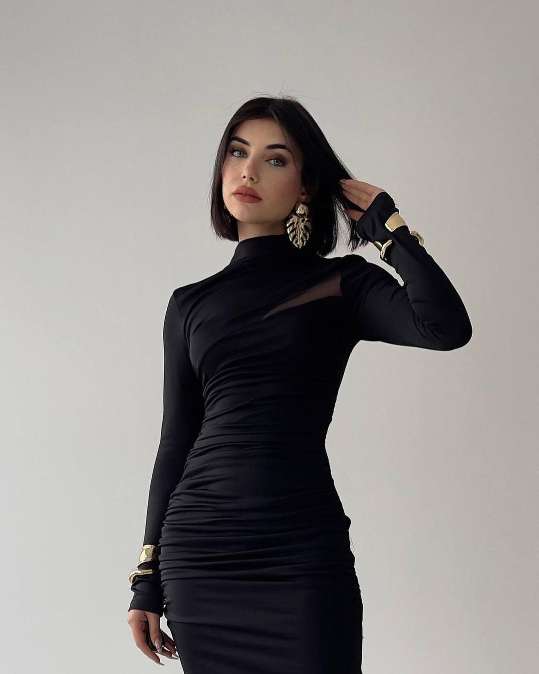 Robe détail épaule - noir