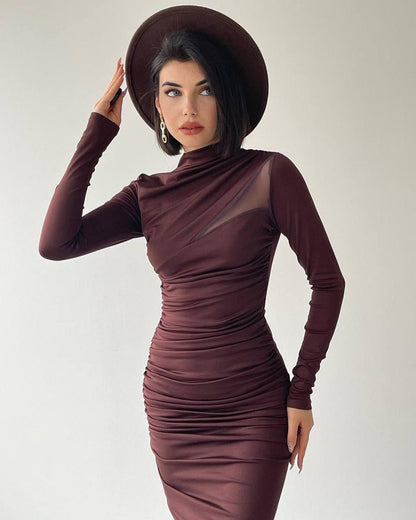 Robe DÉTAIL ÉPAULE - MARRON