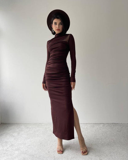 Robe DÉTAIL ÉPAULE - MARRON