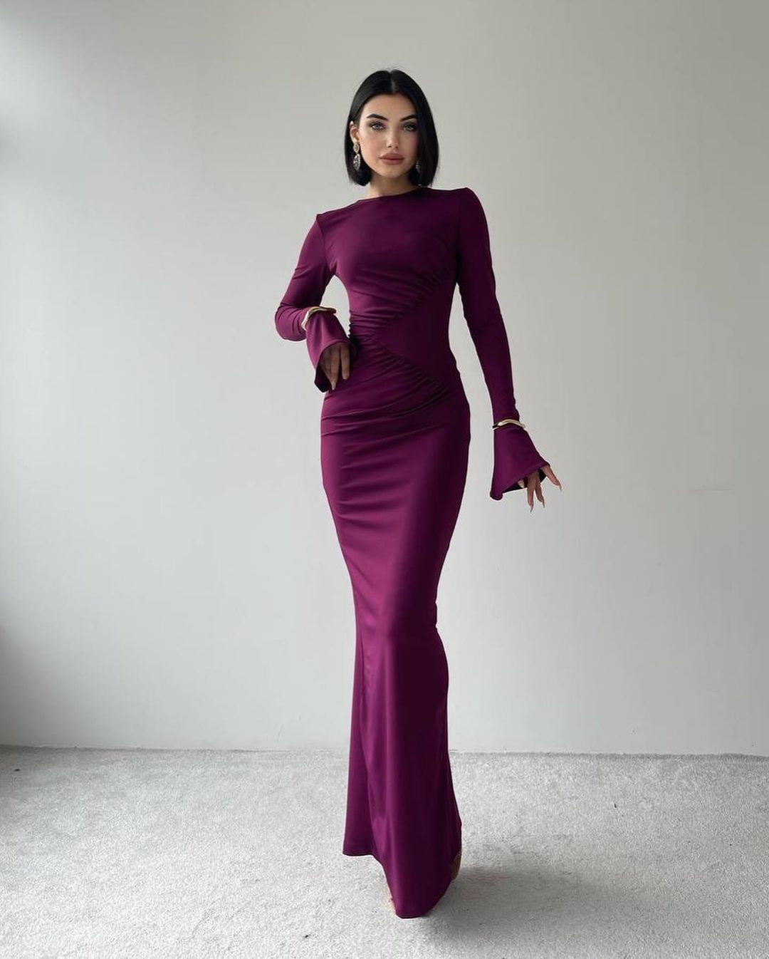 Robe détail hanche - prune