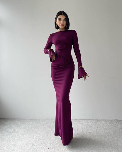 Robe détail hanche - prune