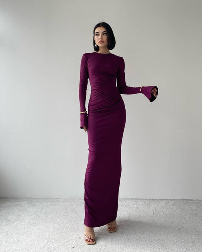 Robe détail hanche - prune