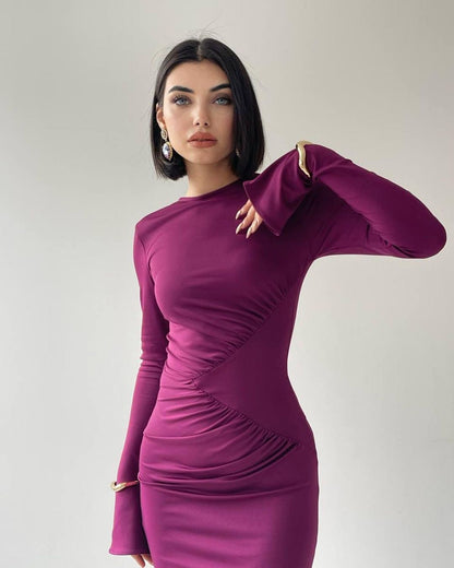 Robe détail hanche - prune