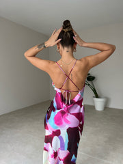 Robe satinée imprimé fleuri